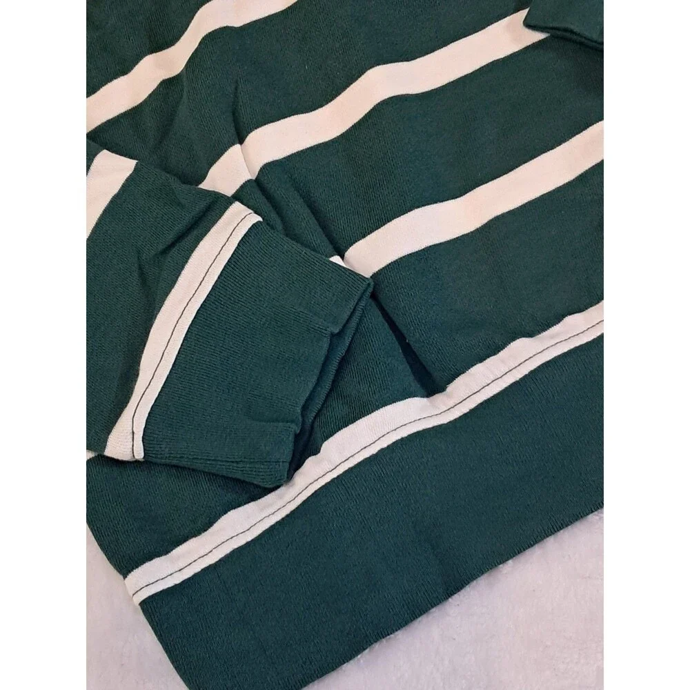Crewcuts Kids Junior Varsity Rugby Sweatshirt Size XL (12-13) Green Ivory NWT